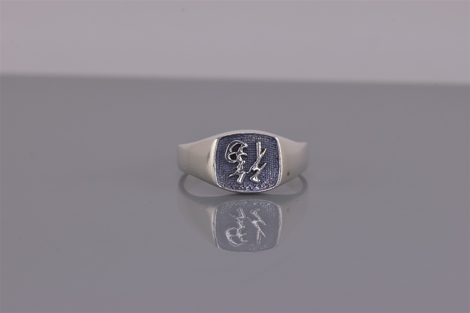 Sterling Silver 9mm Chinese Character GOOD FORTUNE Band Ring 925 Sz: 7