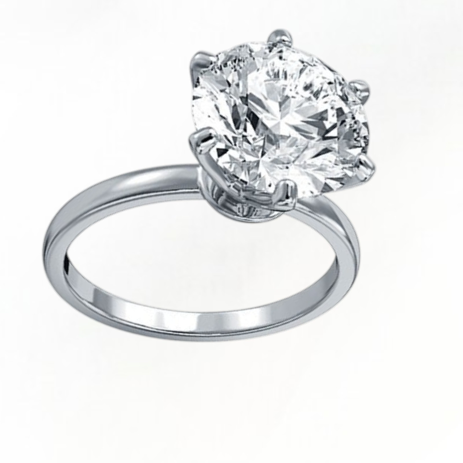 18k White Gold Diamond Engagement Ring IGI Certified Lab Grown 4.50 Ct Round Cut