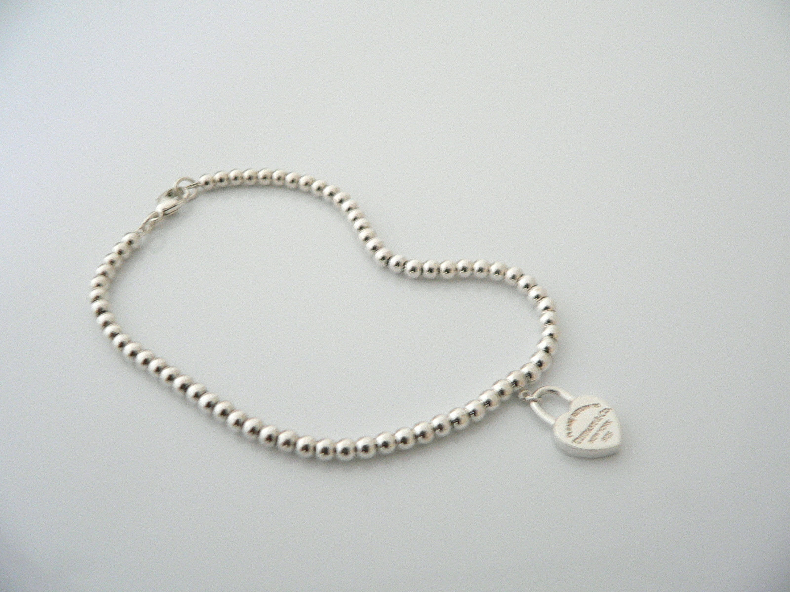 Tiffany & Co Return to Heart Padlock Mini Ball Bead Bracelet 7.2 Inch Gift Love