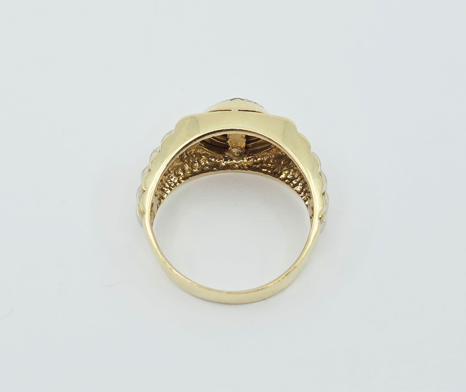 14K Solid Two Tone Multi Color Gold Designer Rolex Style Diamond Ring – Size 8.5