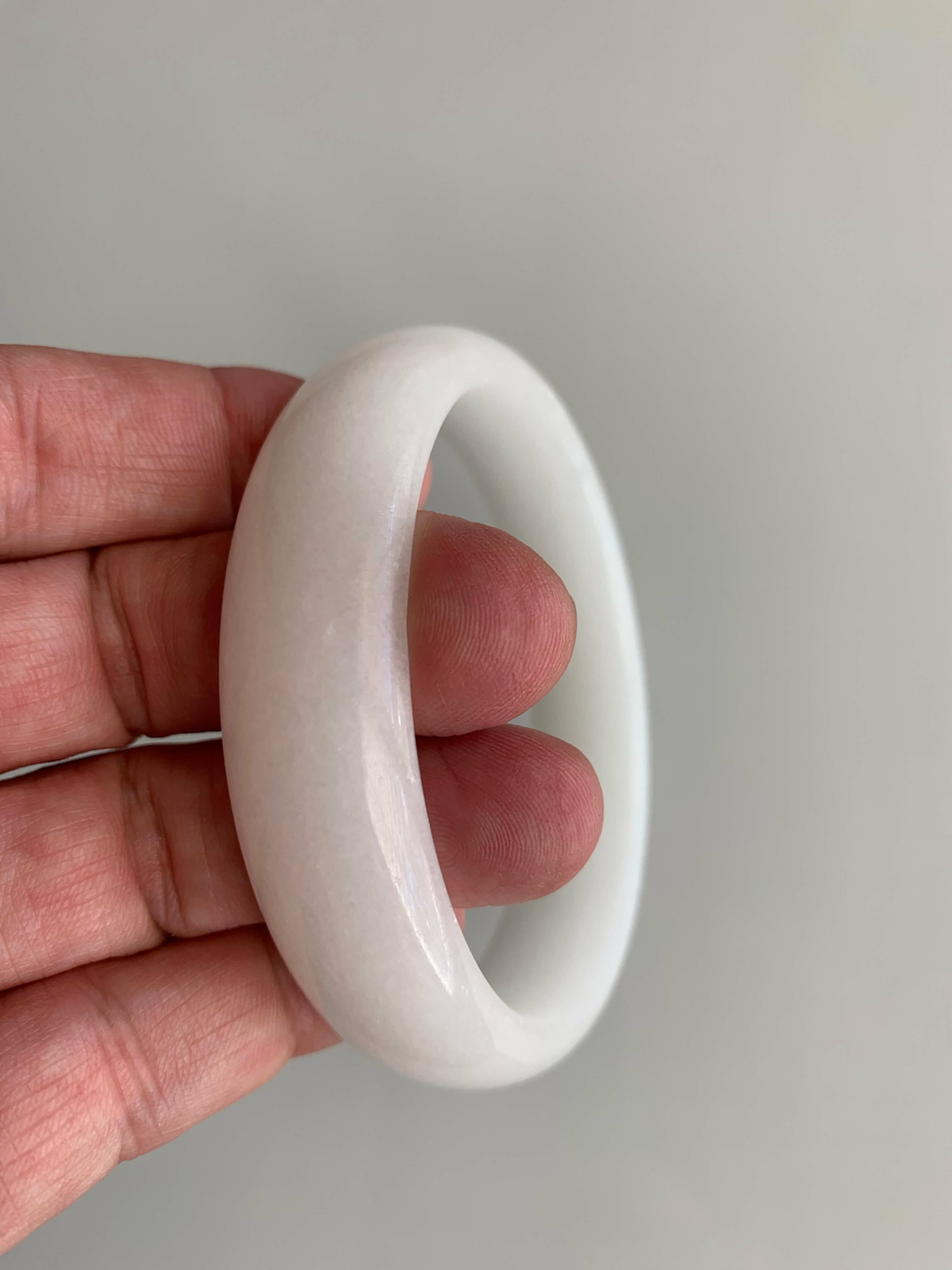 Gorgeous Natural Authentic Chinese White Jade Bangle Bracelet Joy Grade A 62 mm