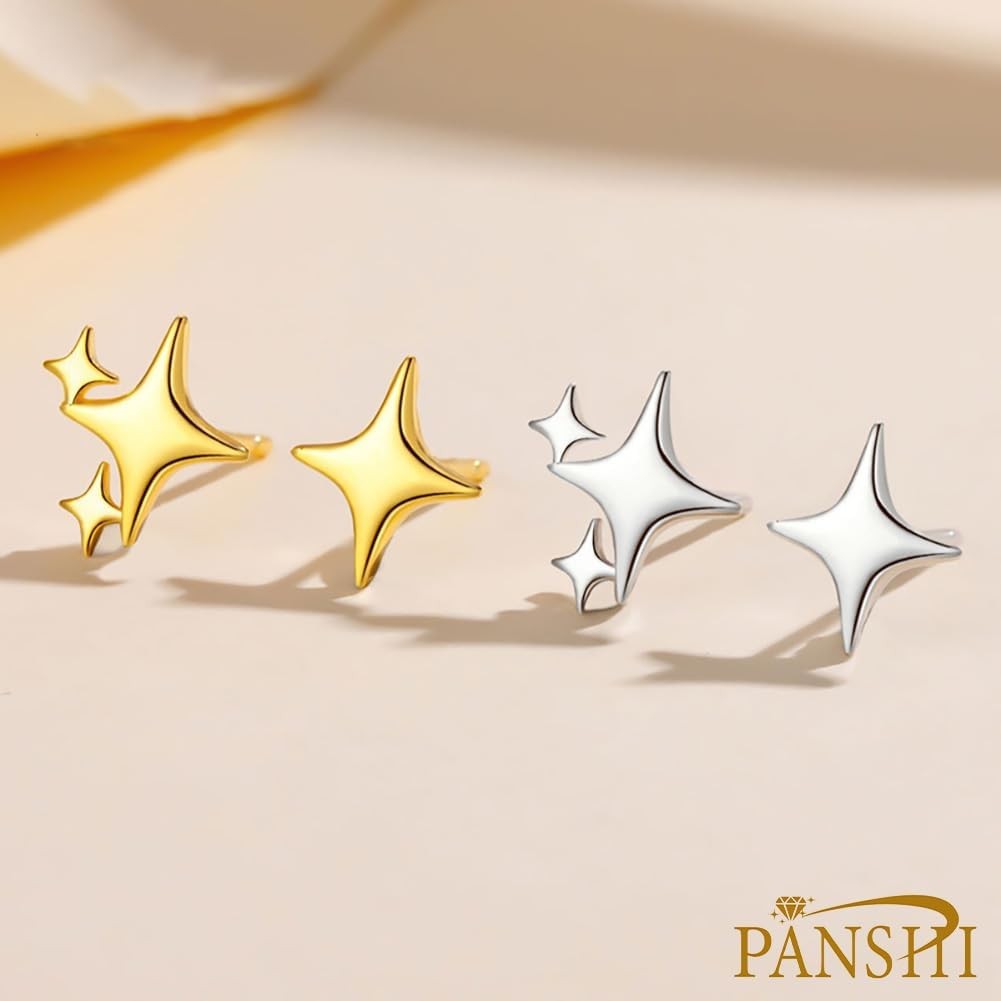 Sterling Silver Post Earrings Star Stud Earrings for Women Teen Trendy Hypoaller