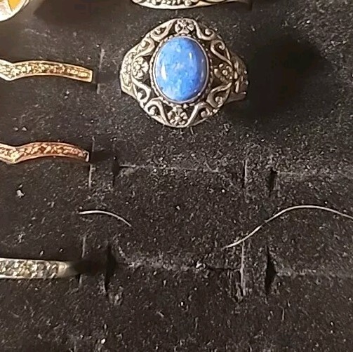 Ring SS 925 With Blue Stone Ornate Size 8