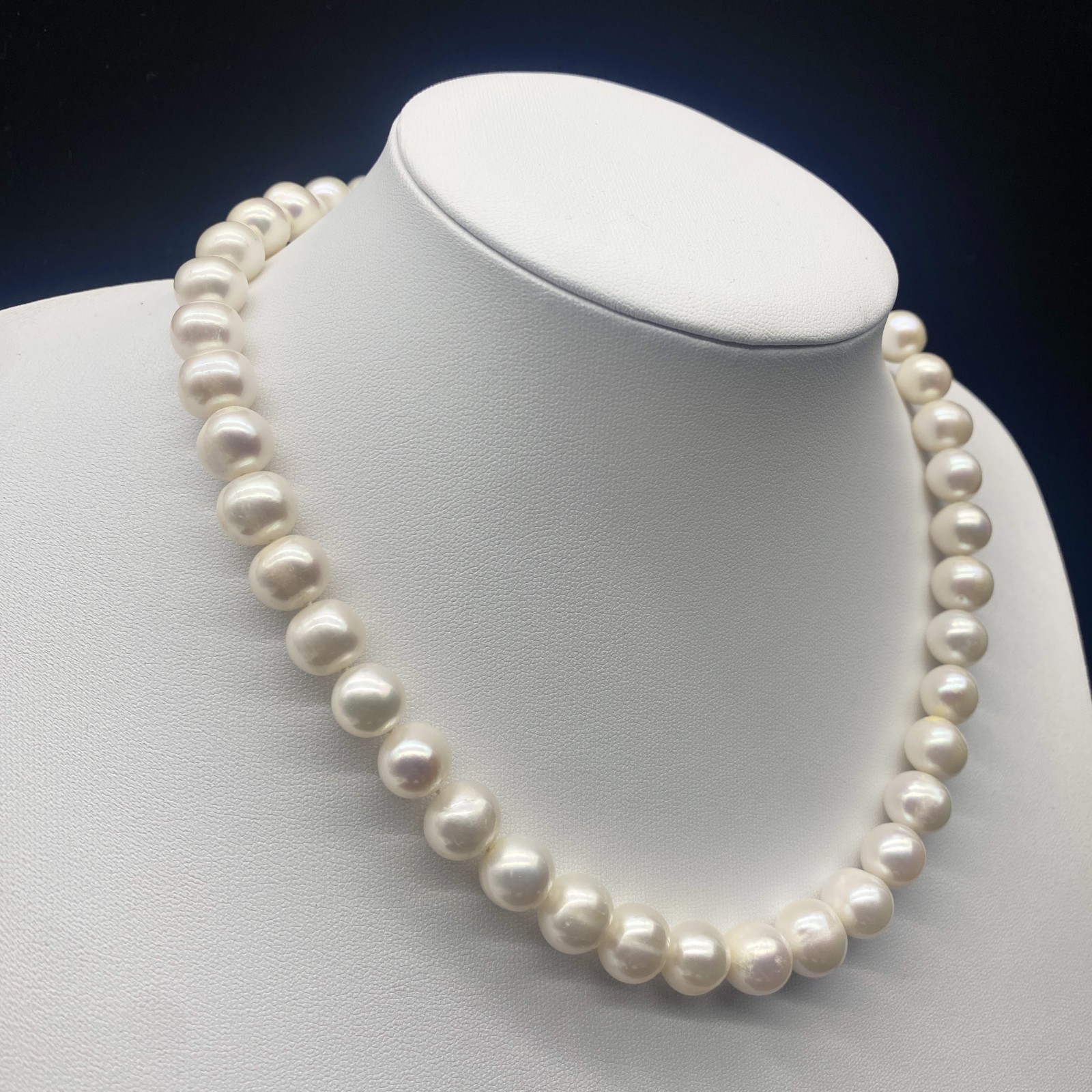 Large Akoya Pearl Necklace 18K Gold Clasp White Approx 45cm 10.5–12.0mm 74.2g