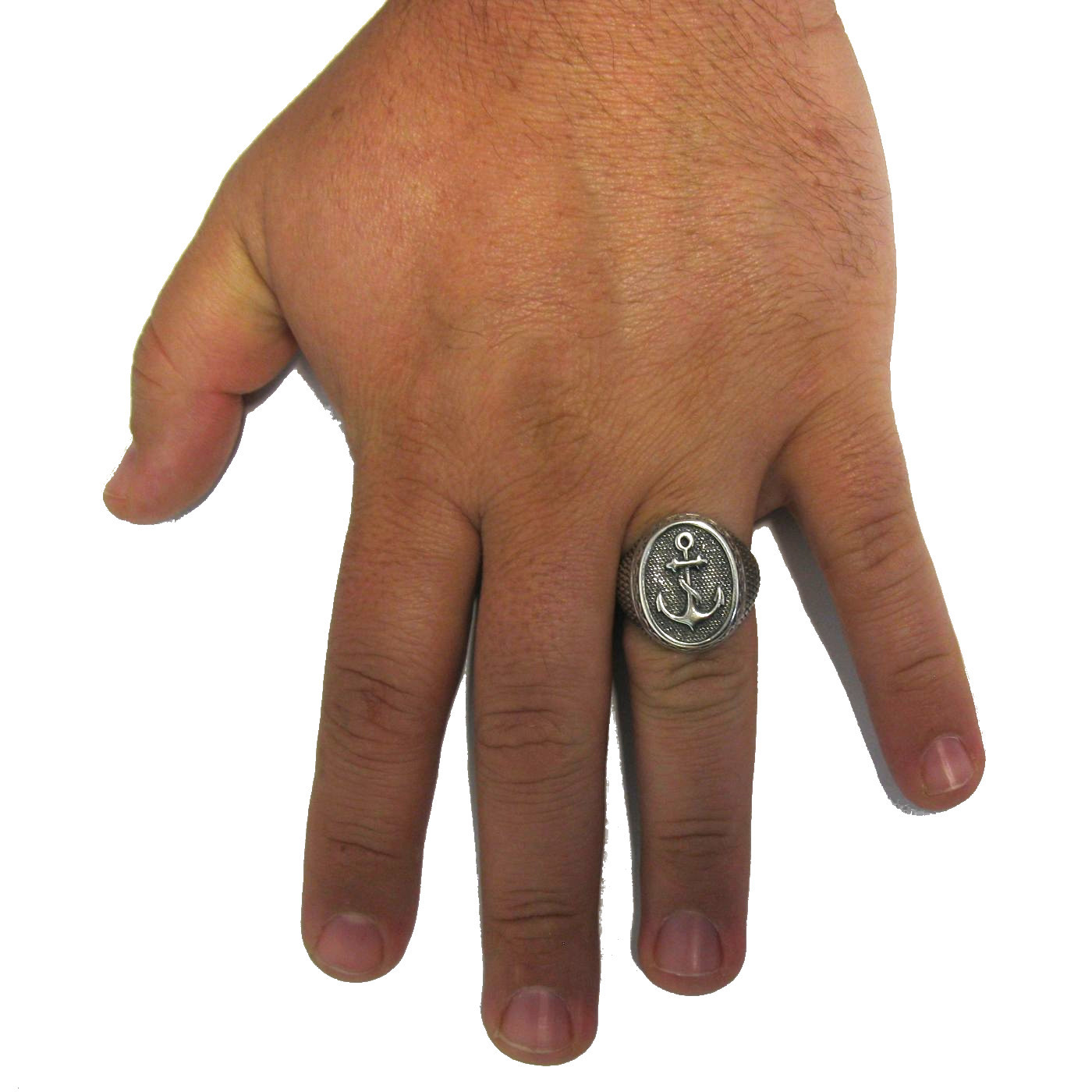 Genuine Sterling Silver Mens Ring Anchor Punished Solid 925 Handmade