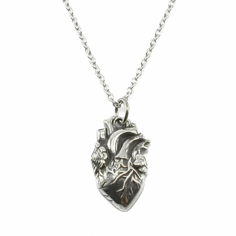 Anatomical Heart Charm Necklace-925 Sterling Silver #C55