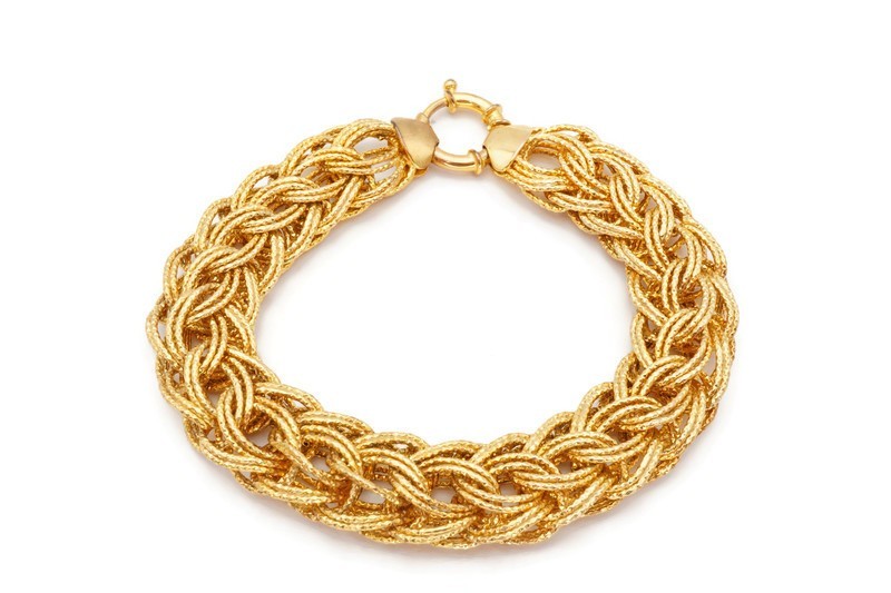 Gold Plated Sterling Silver 925 Woven Bracelet 8.25″