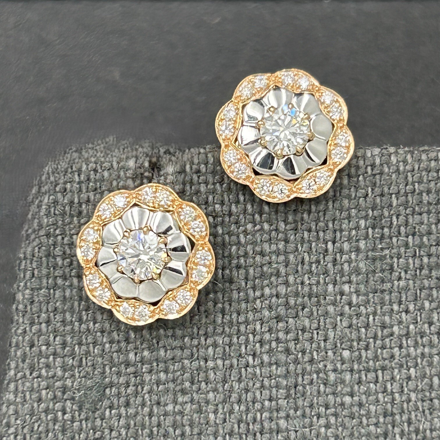 Hearts on Fire 18K Rose Gold Platinum Lorelei Diamond Earrings