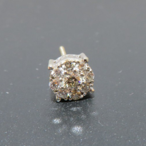 10K WG 1 PC. ONLY DIAMOND CLUSTER STUD EARRING 0.20 ct. 0.67 gram (AI-2905)