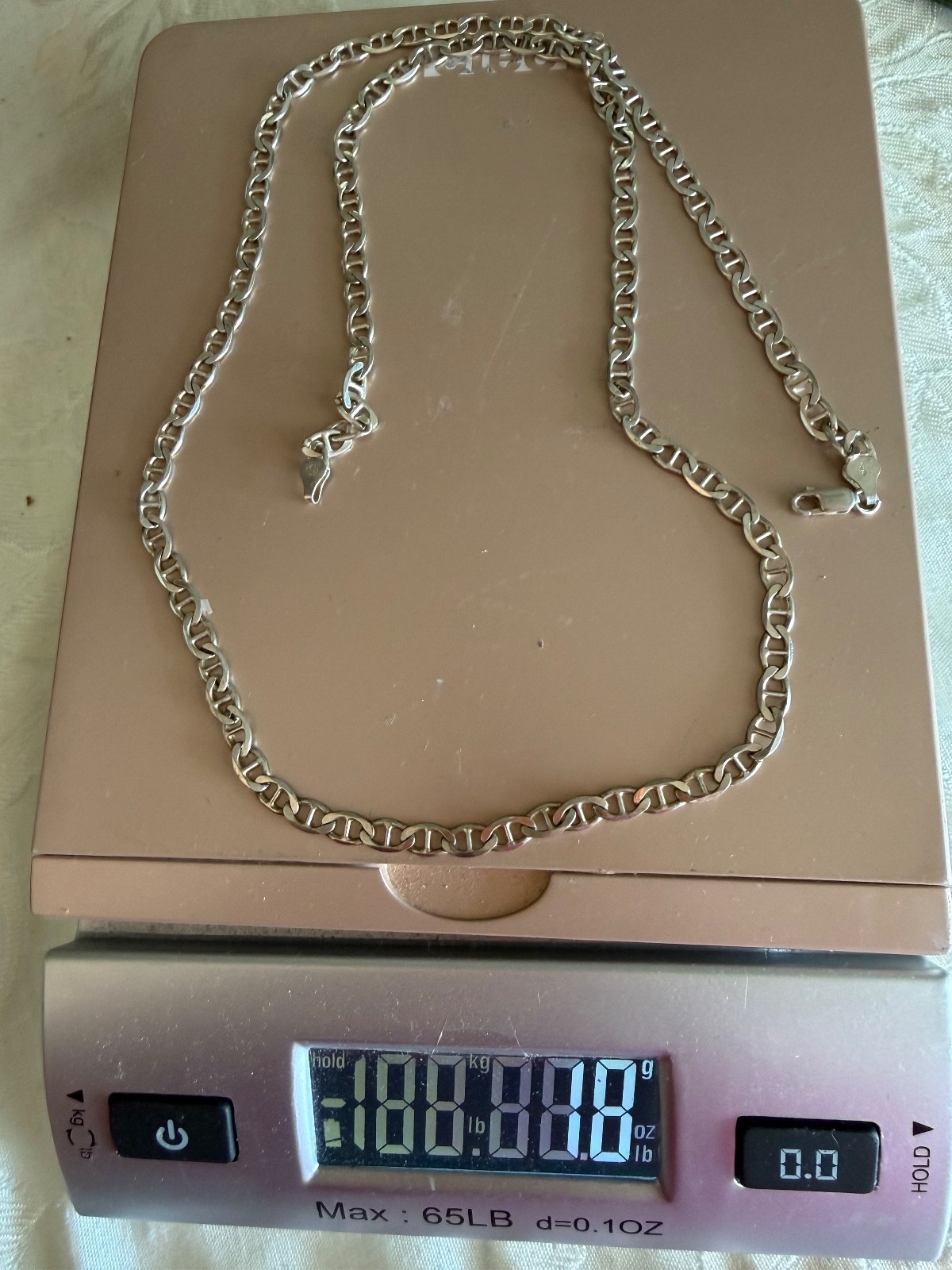 Sterling Silver 925 Italian Silver Anchor Mariner Chain Necklace 30″ 18 grams