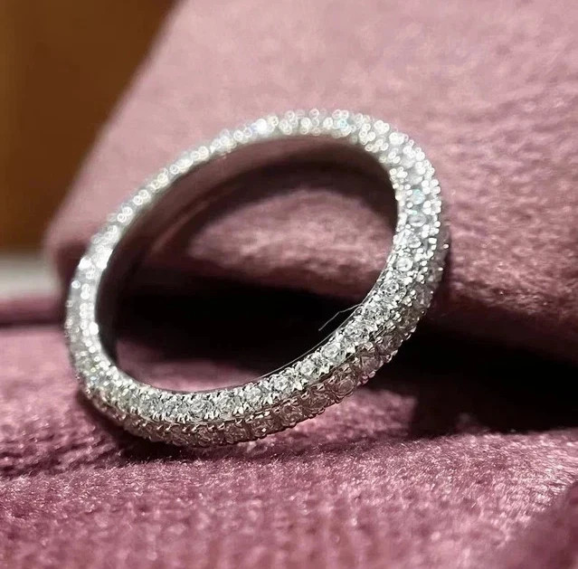 3.50 Ct Round Cut Natural Diamond Solid 14K White Gold Engagement Eternity Band