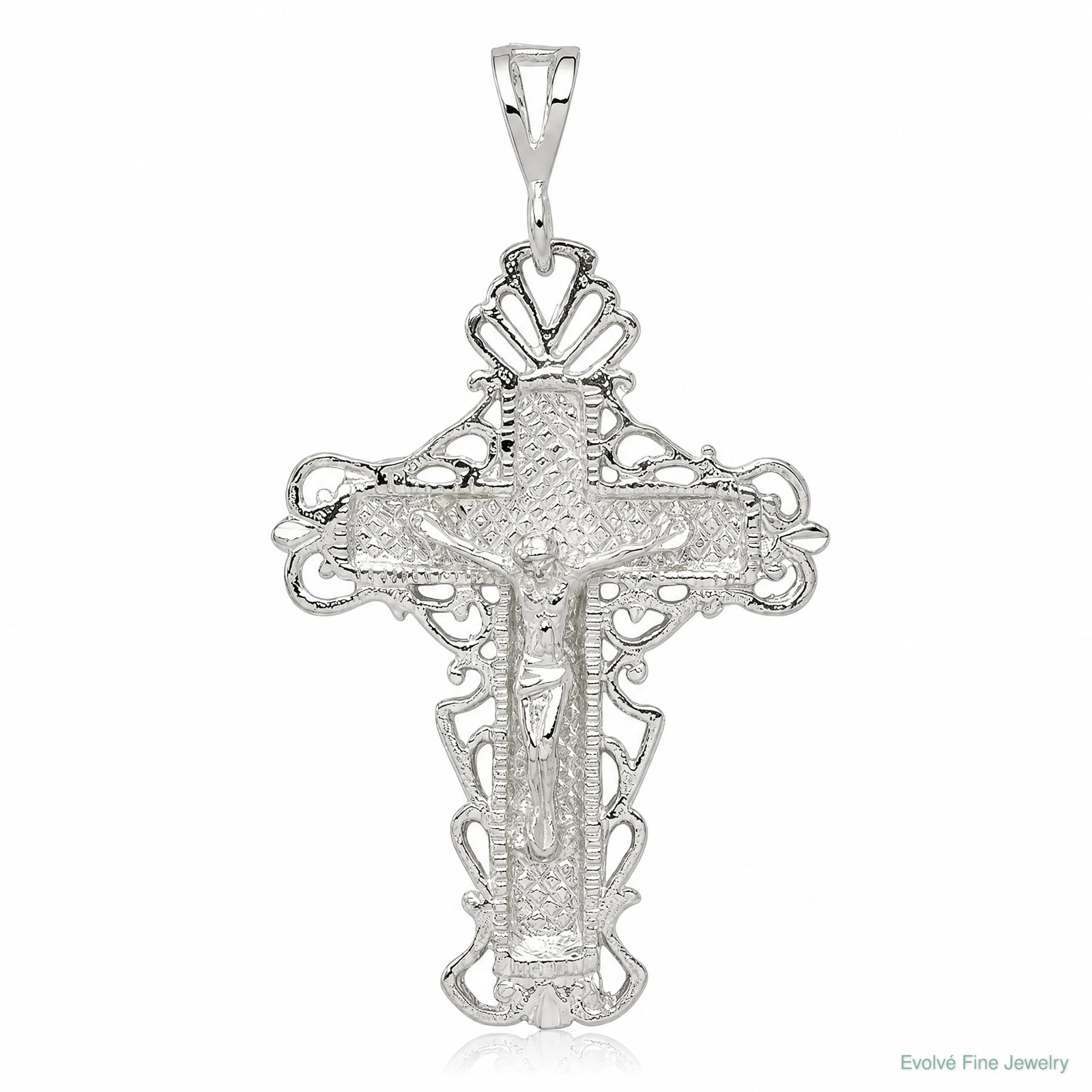 Sterling Silver Diamond-Cut Crucifix Pendant
