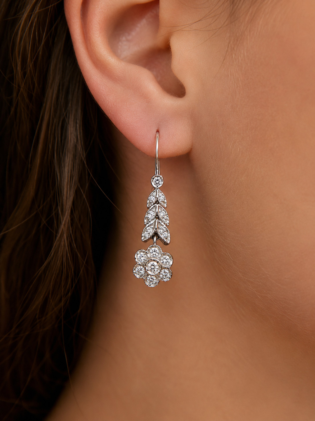Cathy Waterman Diamond Floral Drop Earrings