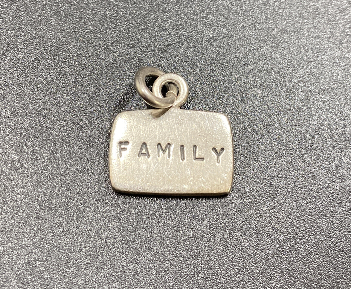 GK Sterling Silver Family Charm Pendant Rectangle Etched Message