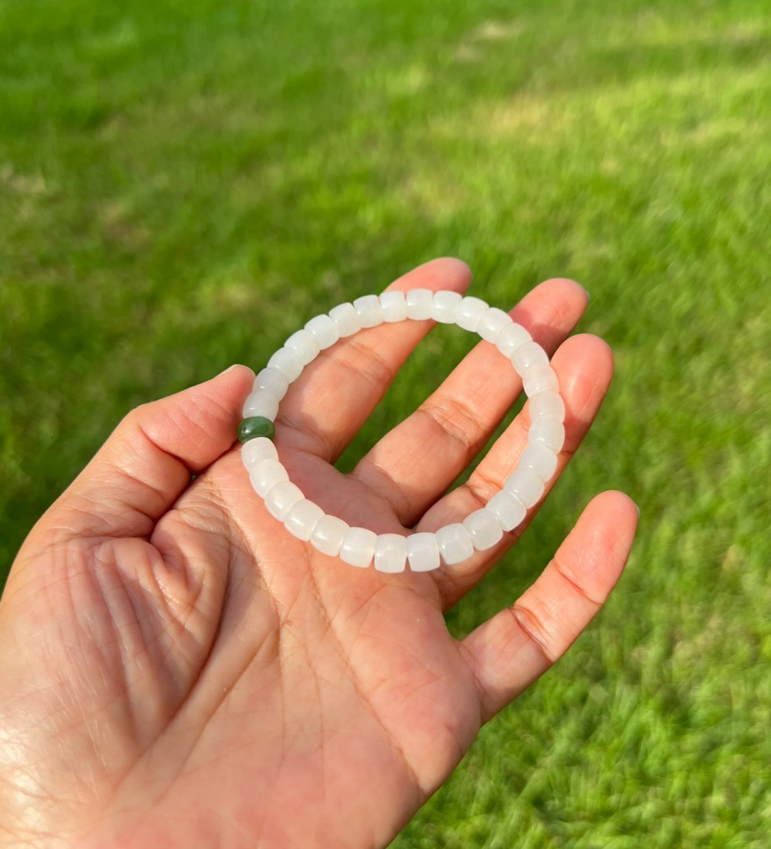 Translucent Genuine White Nephrite Jade 7×5.8mm Bead Bracelet H230 2