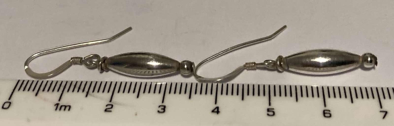 Simple Sterling Silver Elongated Long (3.7cm) Drop Earrings