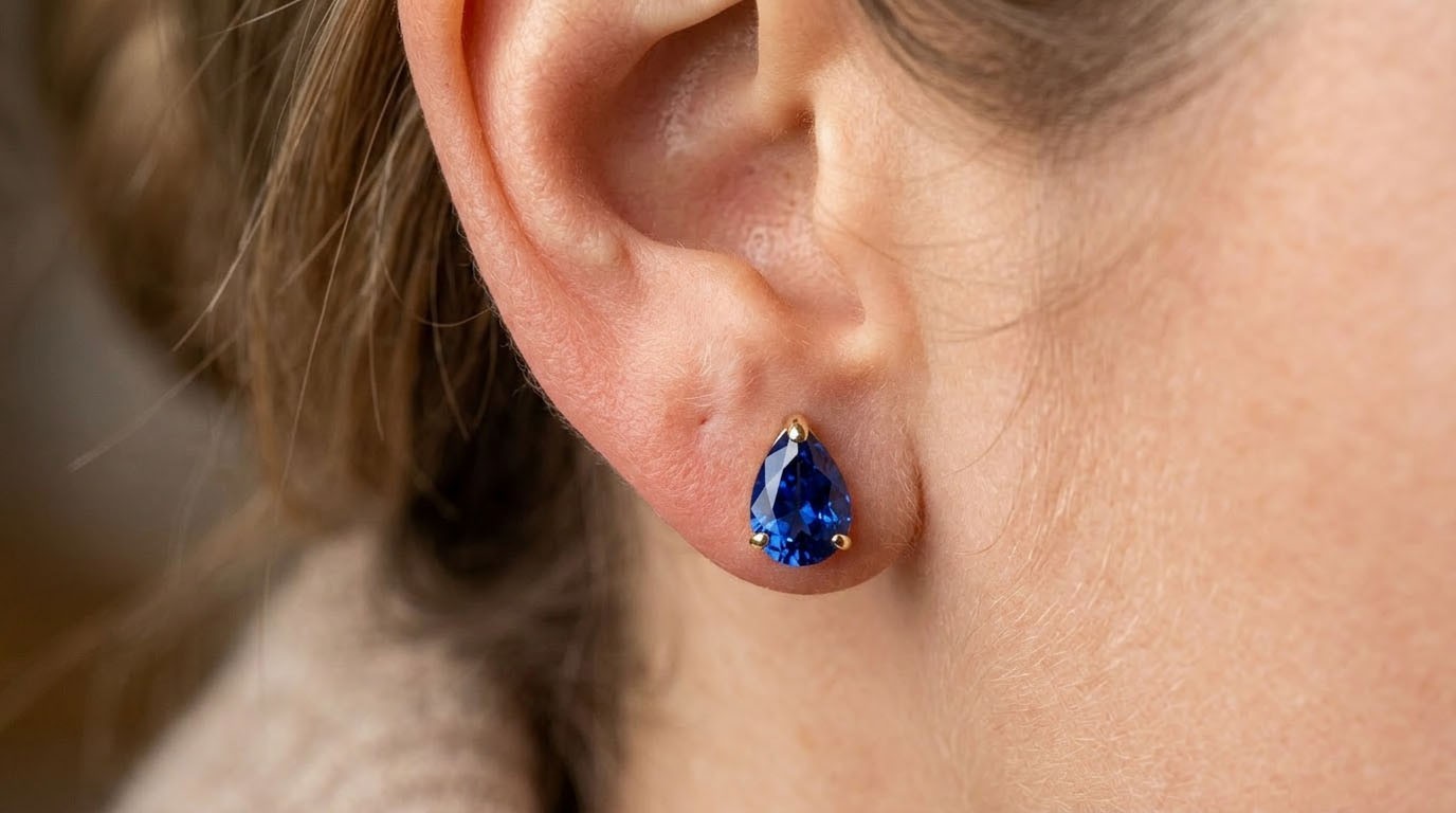 GENUINE 2.14 Cts BLUE SAPPHIRE STUD EARRINGS 14k GOLD – Free Appraisal Service