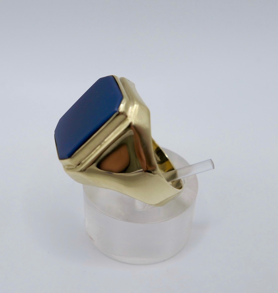 Gold Men’s Ring with Lapis Lazuli – 333 8K Gold Signet Ring Size 63