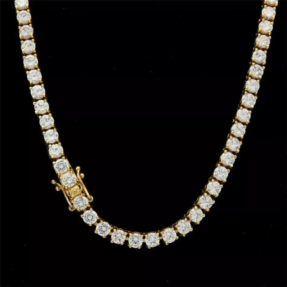 15Ct Round Cut D/VVS1 Lab Created Diamond Tennis Necklace 14k Yellow Gold Over