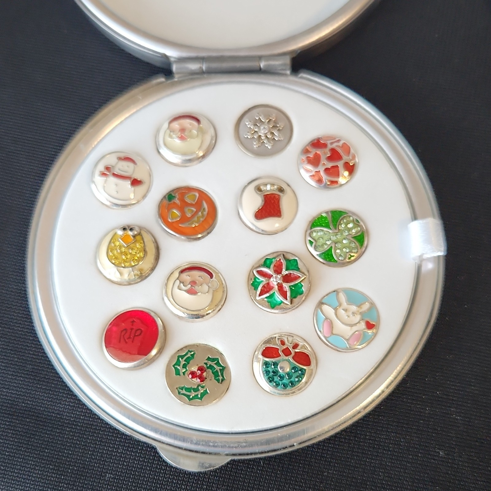 Authentic Kameleon Sterling silver jewelry pop 14 pieces with compact case