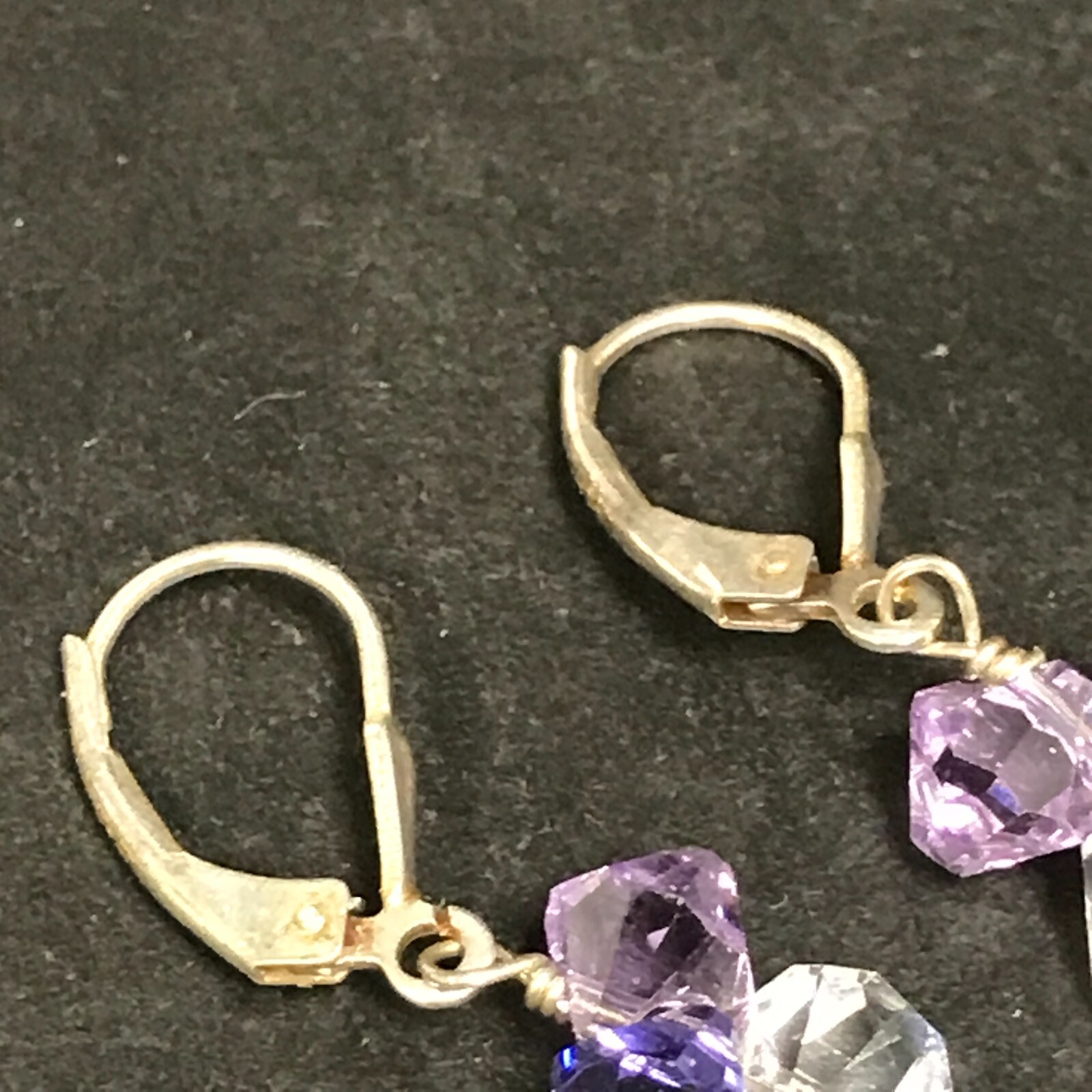 Beaded 925 Sterling Silver Drop Dangle Shiny Purple Blue Reflective Plastic Bead