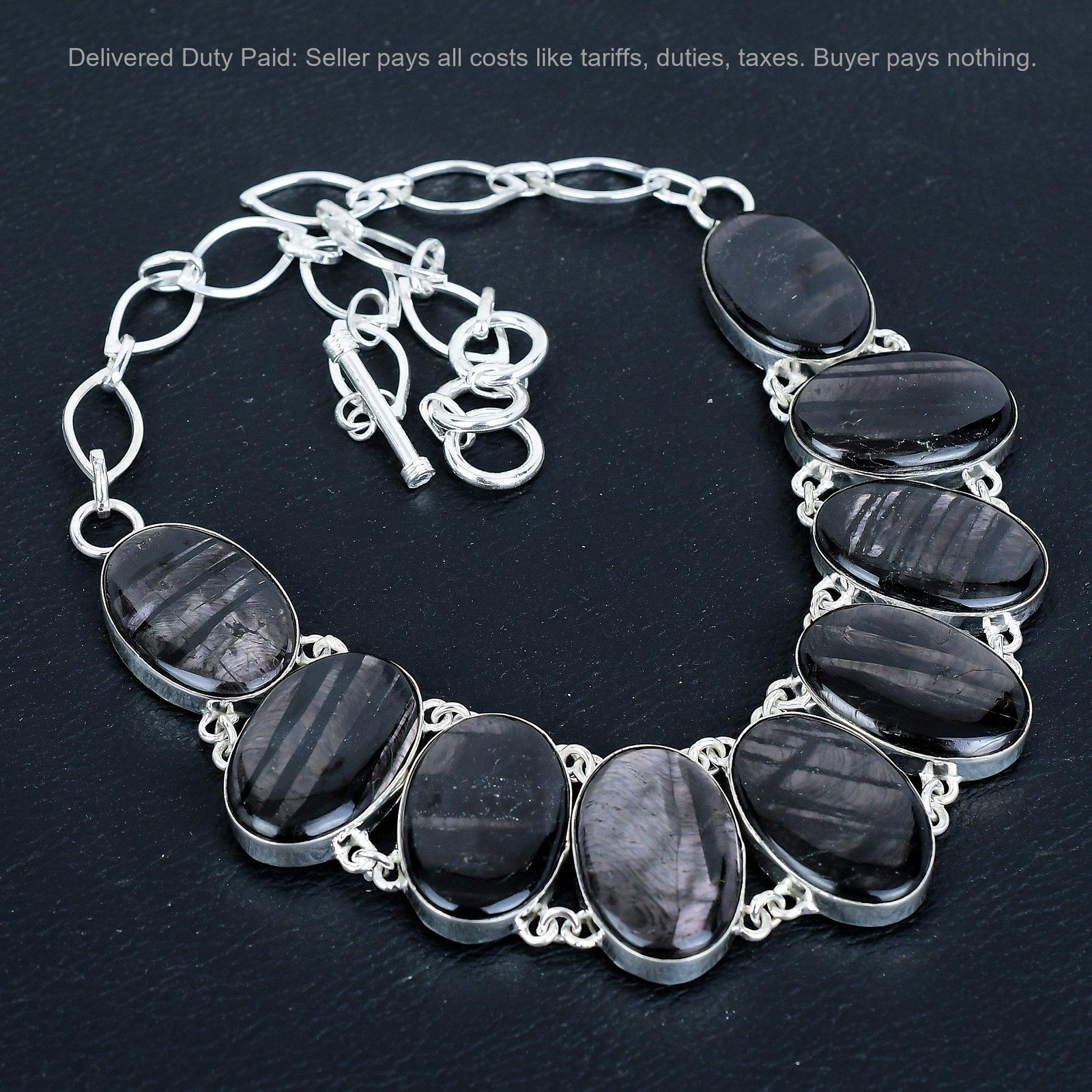 Oval Hypersthene Gemstone Sterling Silver Anniversary Chain Birthday Necklace