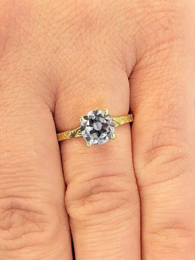 New Year Sale ! Vintage Ring Old Mine Cut Natural DEF/I1 Diamond 14k Yellow Gold
