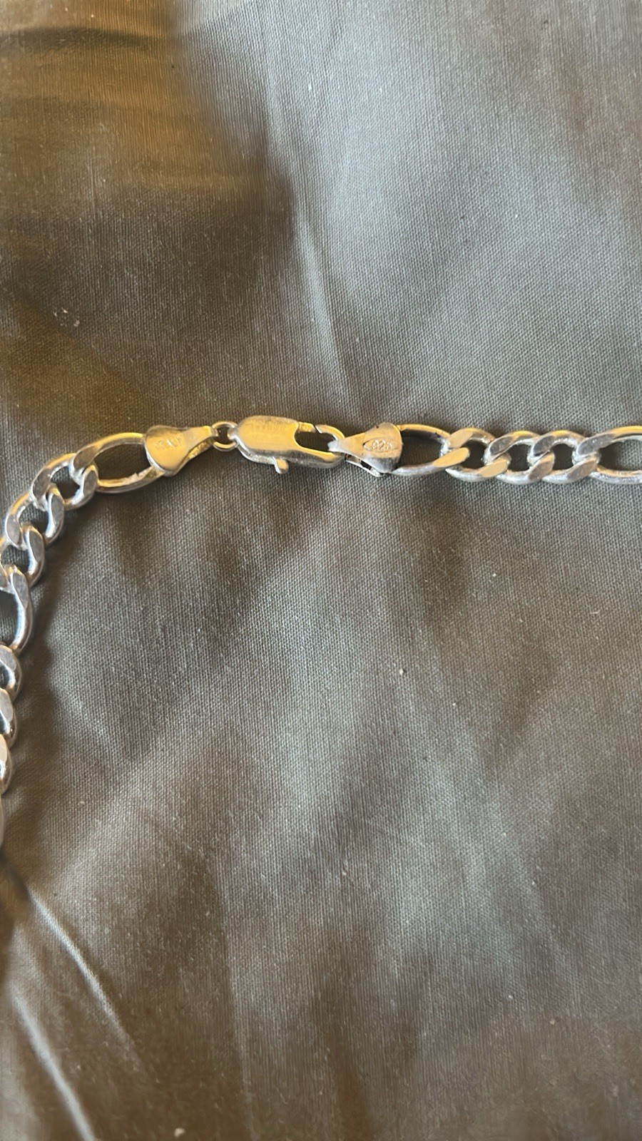 Solid Sterling Silver 925 Figaro Chain Necklace 7mm 24 Inches Made In Italy 925