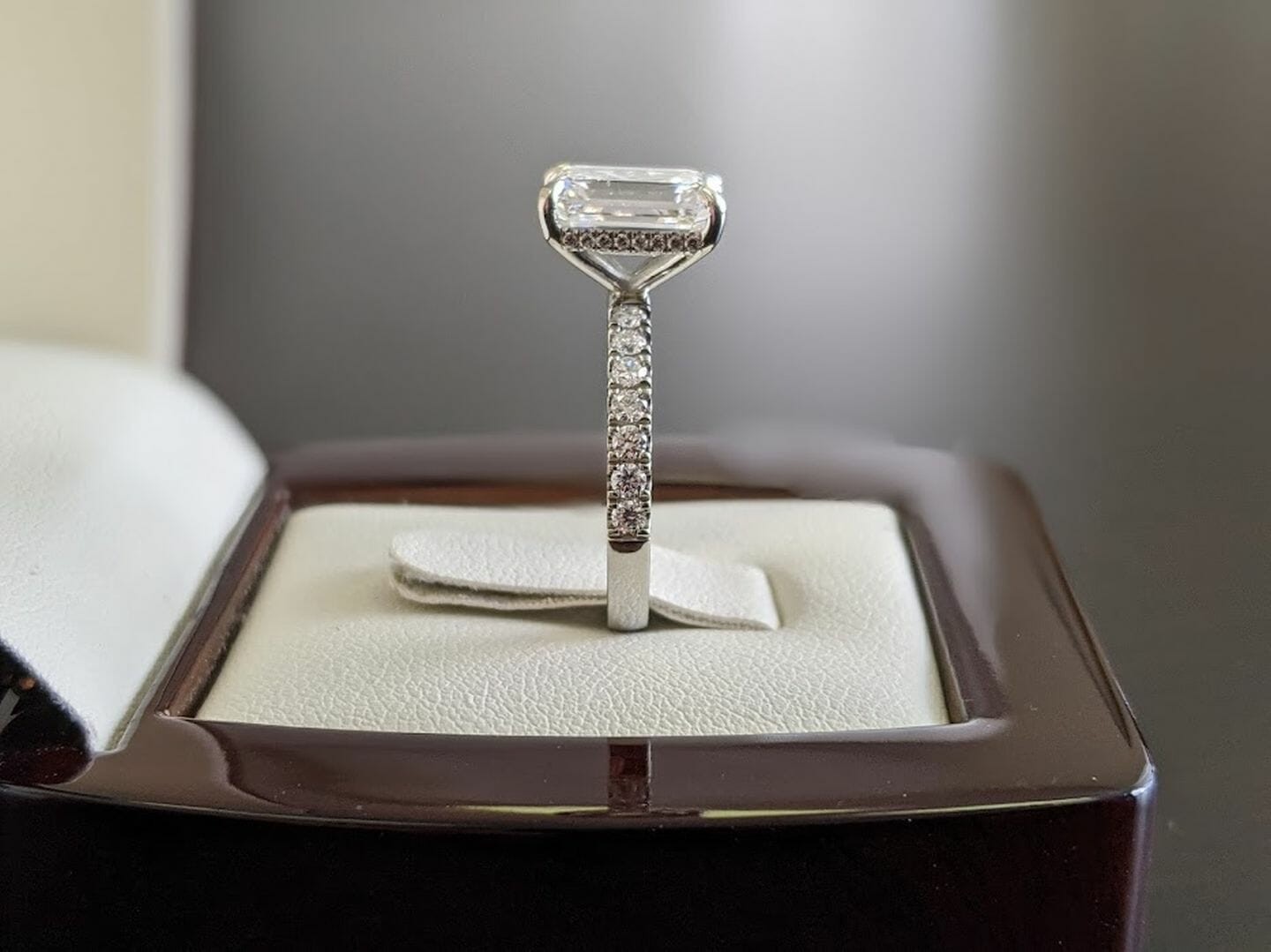 3.50 Ct Emerald Cut Diamond Wedding Ring IGI Certified Lab Created 950 Platinum