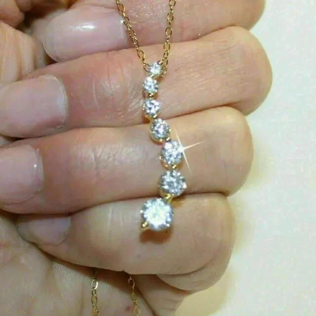 2 Ct Round Cut Real Moissanite Women’s Gift Pendant 14K Yellow Gold Plated