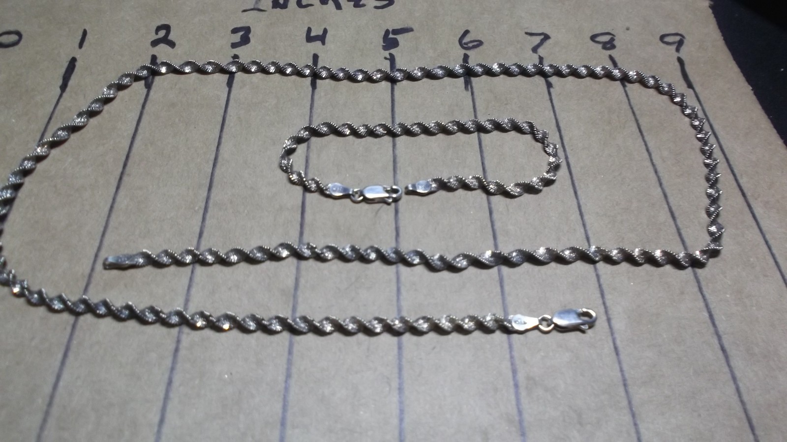 925 Sterling Silver Italy SPIRAL CHAIN NECKLACE/Bracelet 24″/7″ 15 Grams