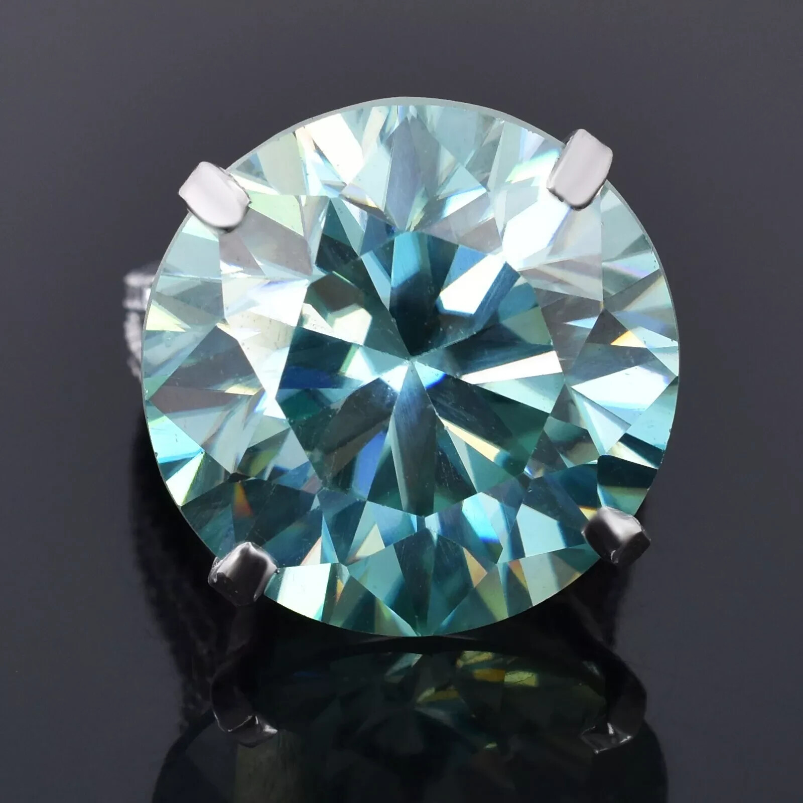 HUGE & RARE 35.75 Ct Blue Diamond Solitaire Cocktail Statement Ring-great lustre