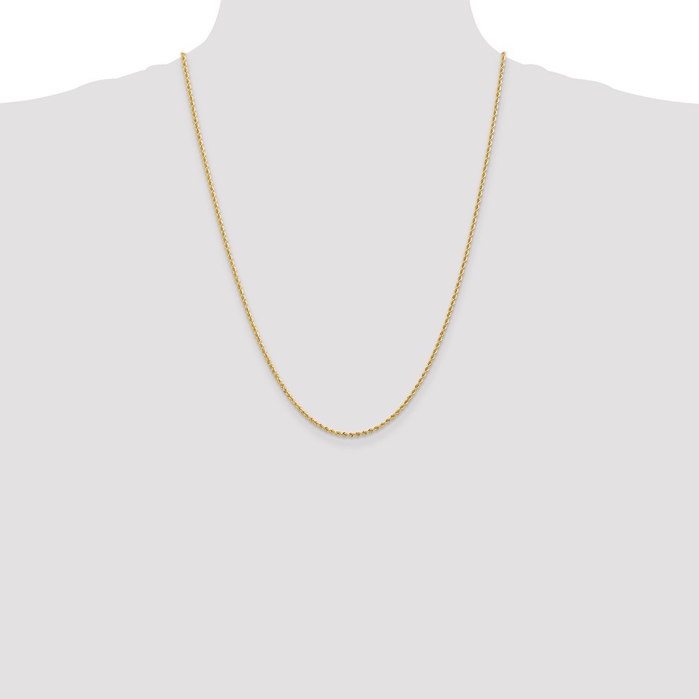 10K Yellow Gold 2mm Solid Regular Rope Chain Necklace 24″ 6.31gm