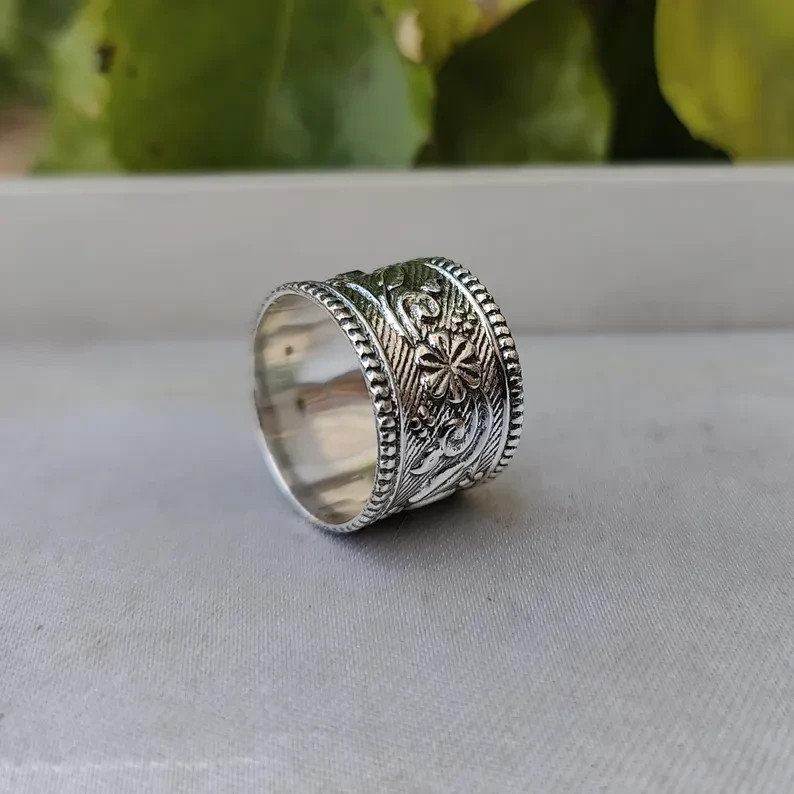 Silver Designer Band Ring, 925 Sterling Silver Band Ring, Boho Jewelry All size