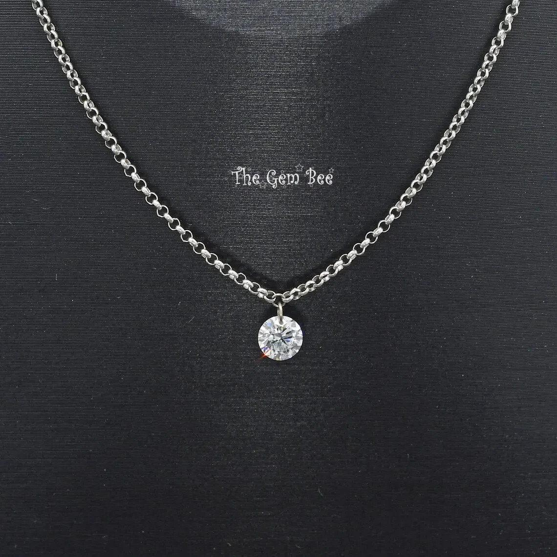 1 PC 0.33ct 18K Yellow Gold Drilled White Diamond Round Brilliant Necklace 18″