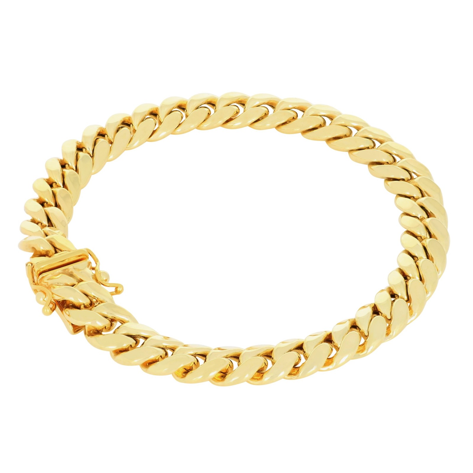 10K Yellow Gold Mens 8.7mm Miami Cuban Lightweight Chain Bracelet 7″ 7.5″ 8″ 9″