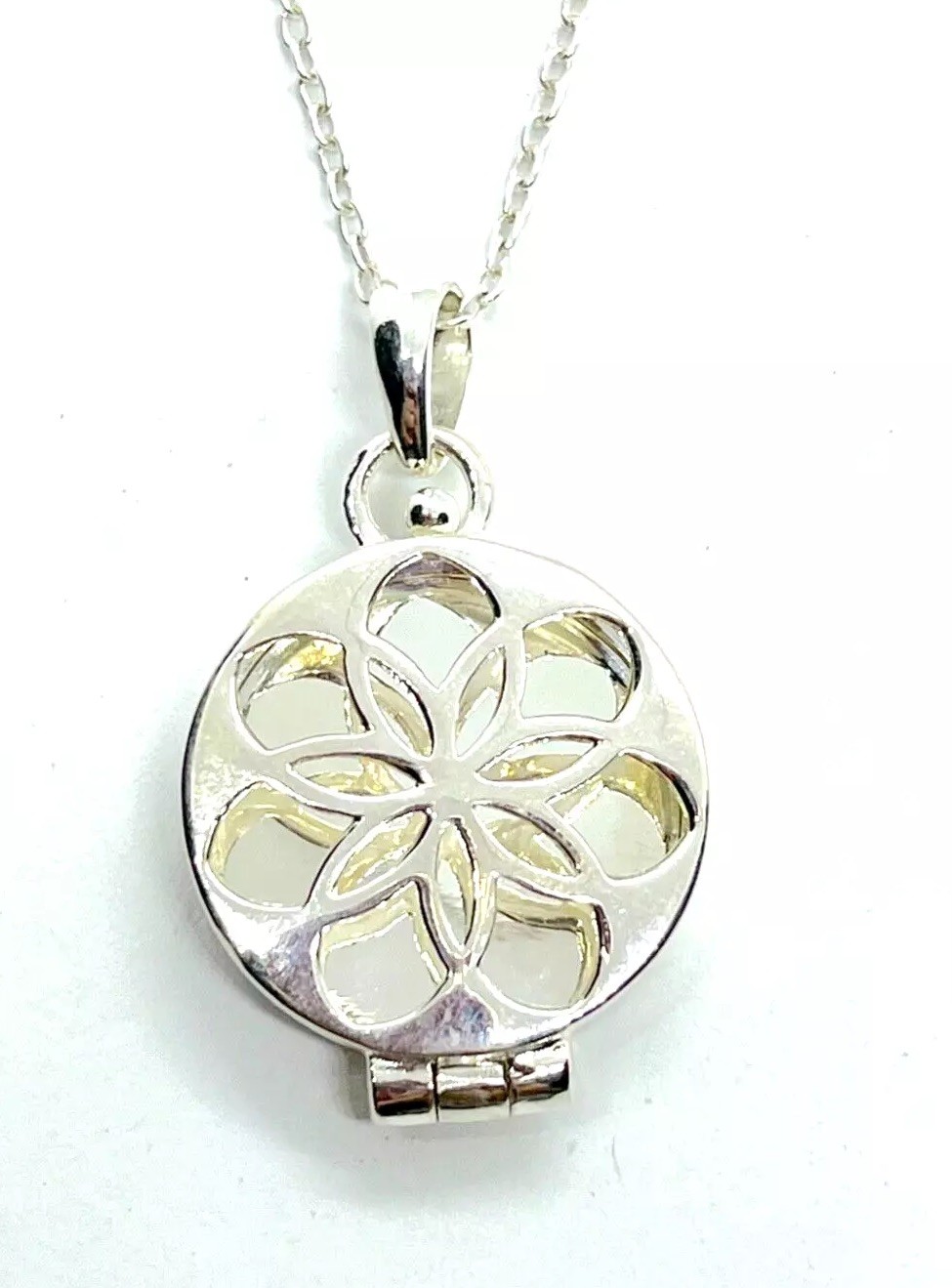 New Ornate Sterling Silver Perfume or Scent Locket Pendant Necklace 12 grams