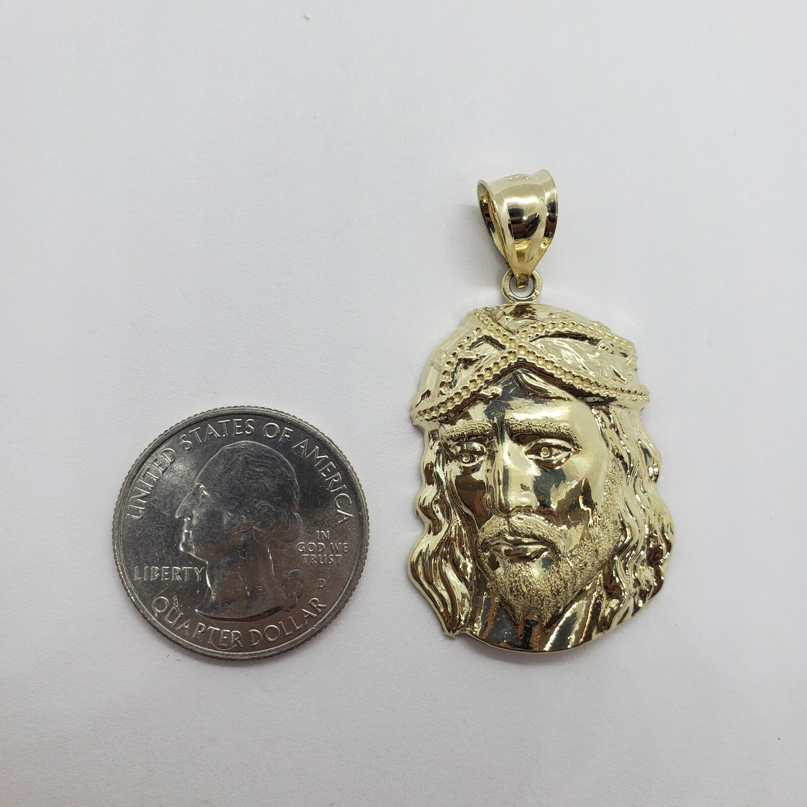 Authentic 10K Yellow Gold Diamond Cut Jesus Face Pendant Charm Left Right Styles