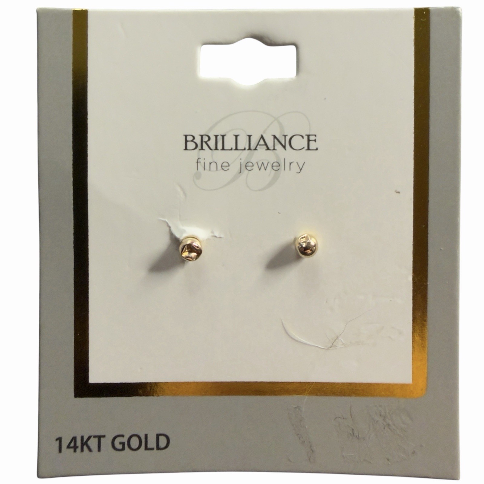 NWT Brilliance Fine Jewelry 14k Yellow Gold Ball Stud Earrings (Scrap Junk)