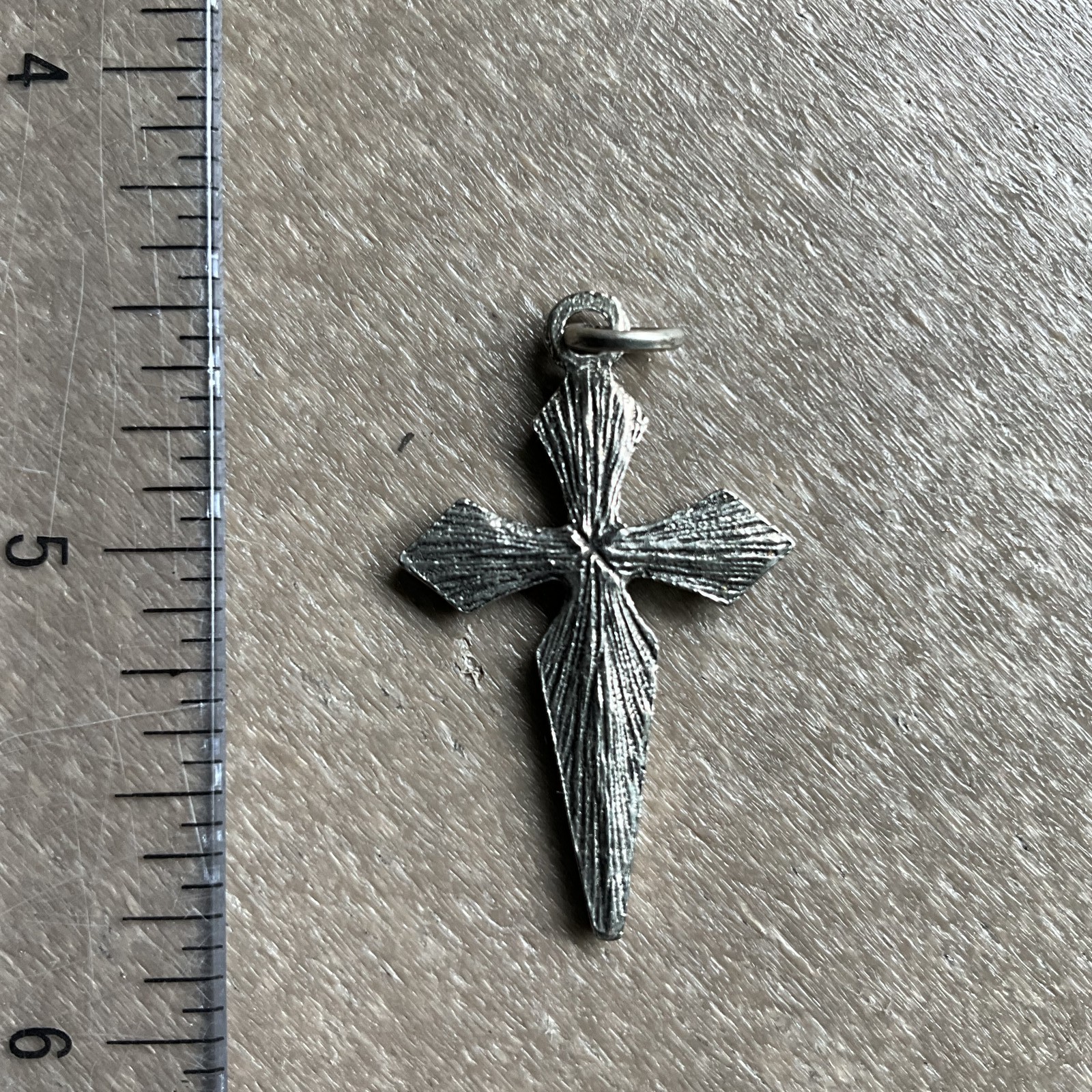 Vintage Style Silver Tone Cross Pendant with Clear Rhinestones Religious Charm