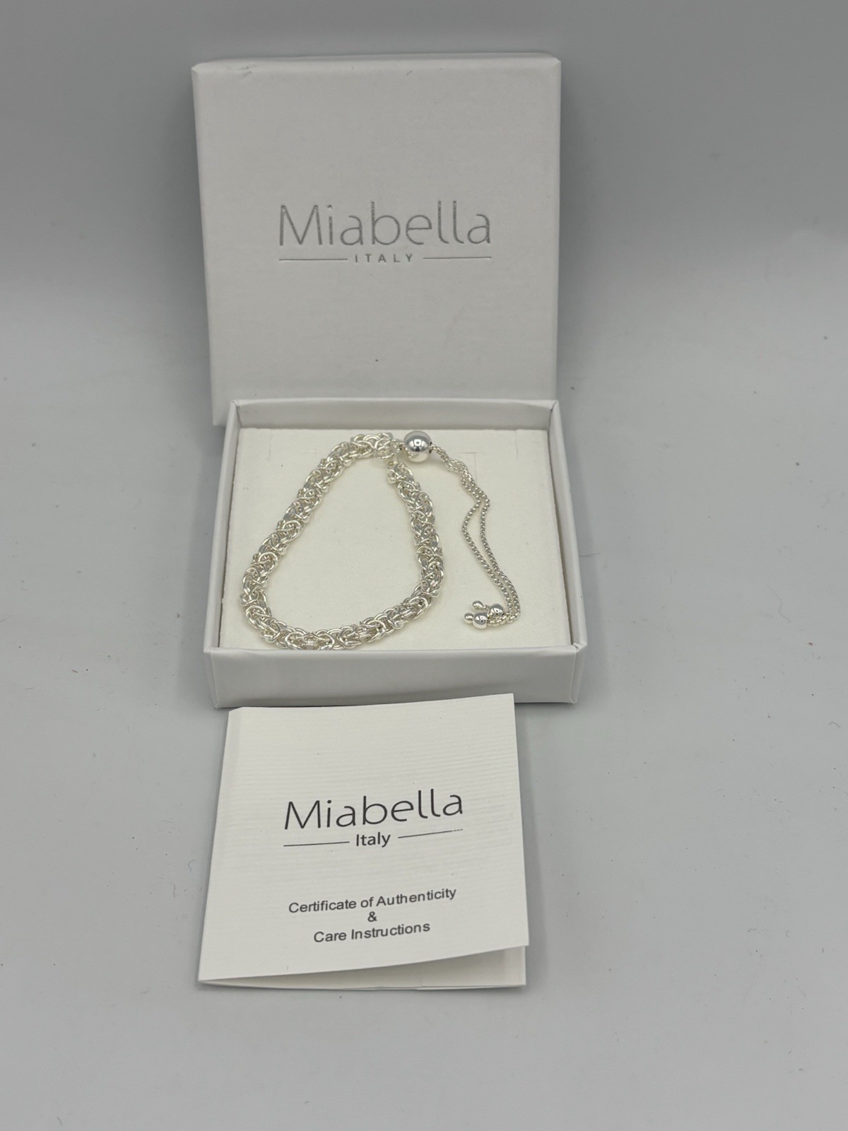925 Silver 6.7gm Miabella Italy Tennis Bracelet Adjustable New In Open Box
