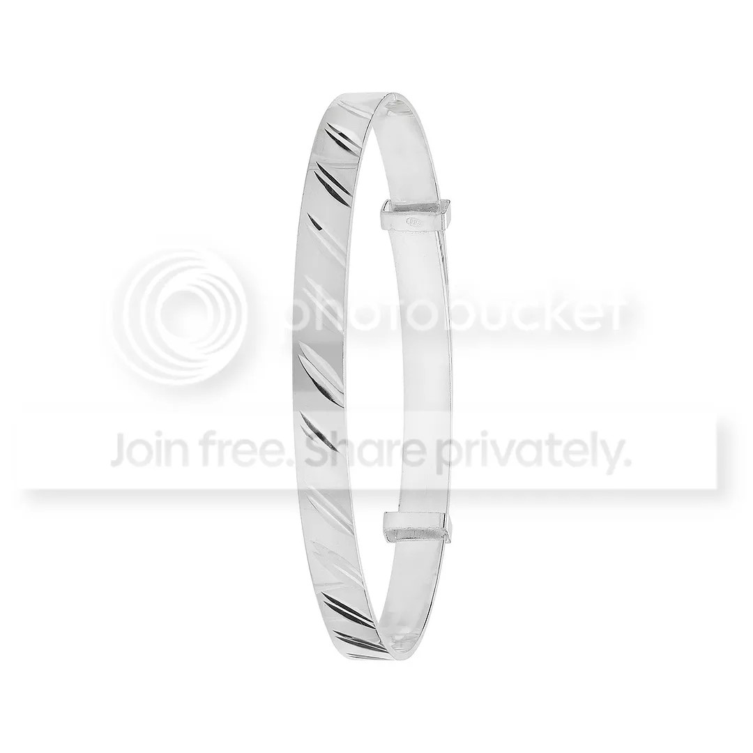 Sterling Silver Babies Oval Moondust Hinged Bangle Hallmarked Jewellery Gift