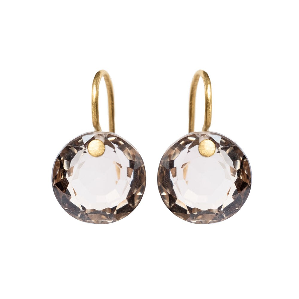Marie Helene de Taillac style 10 mm Smoky quartz Brilliant 20k Gold earrings