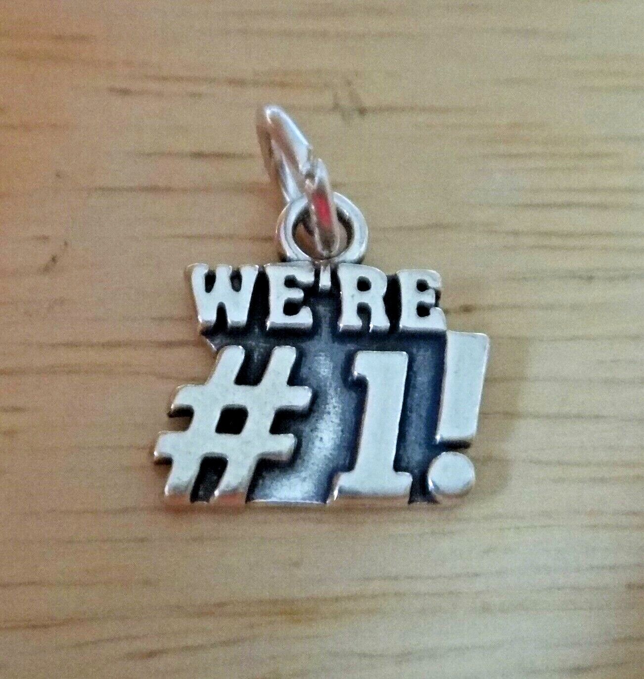 Sterling Silver 14x14mm We’re #1 Sports Football Baseball Soccer Softball Charm