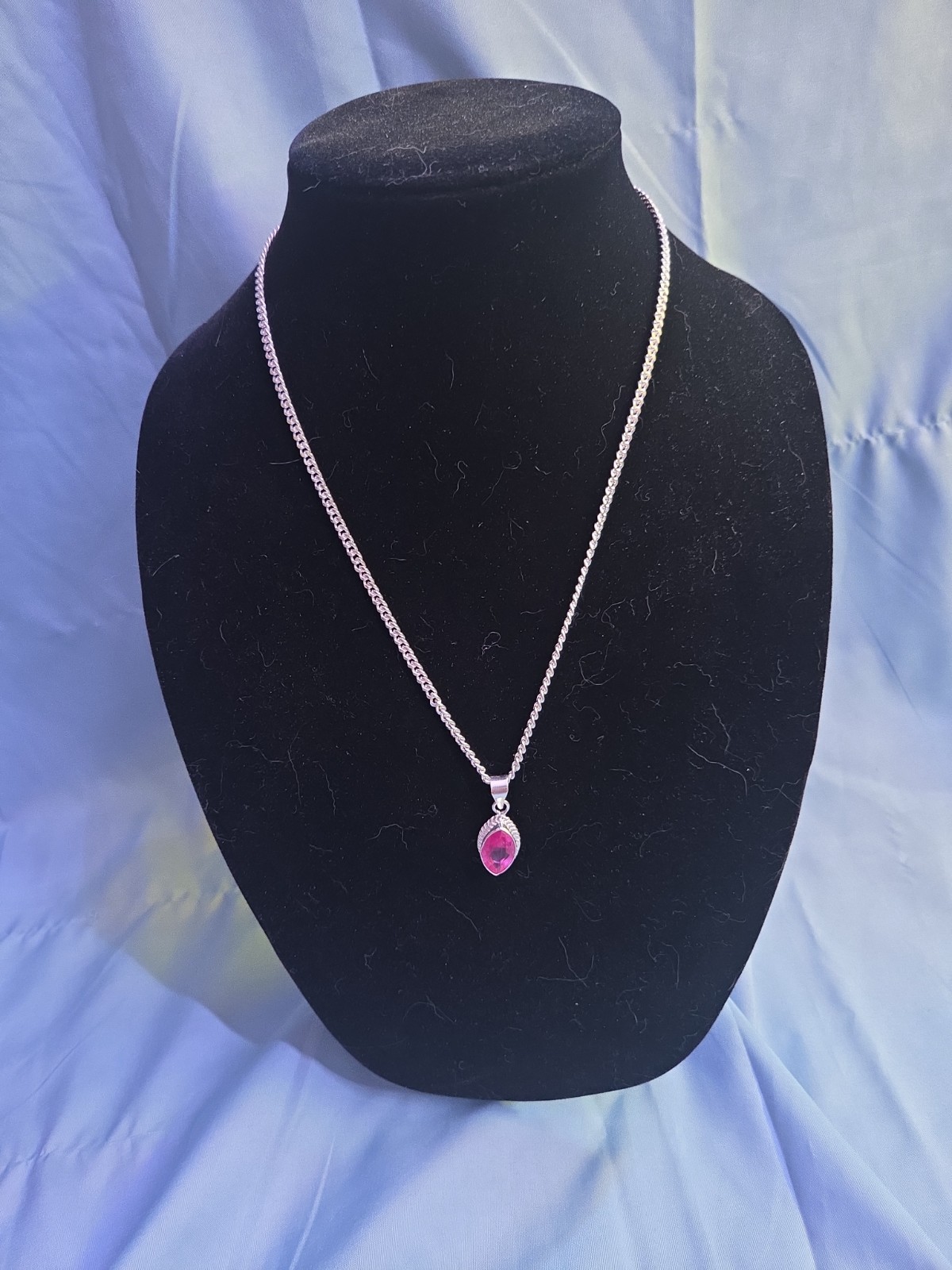 Lab Created 9ct Pink Ruby Pendant Set In Sterling Silver With Chain