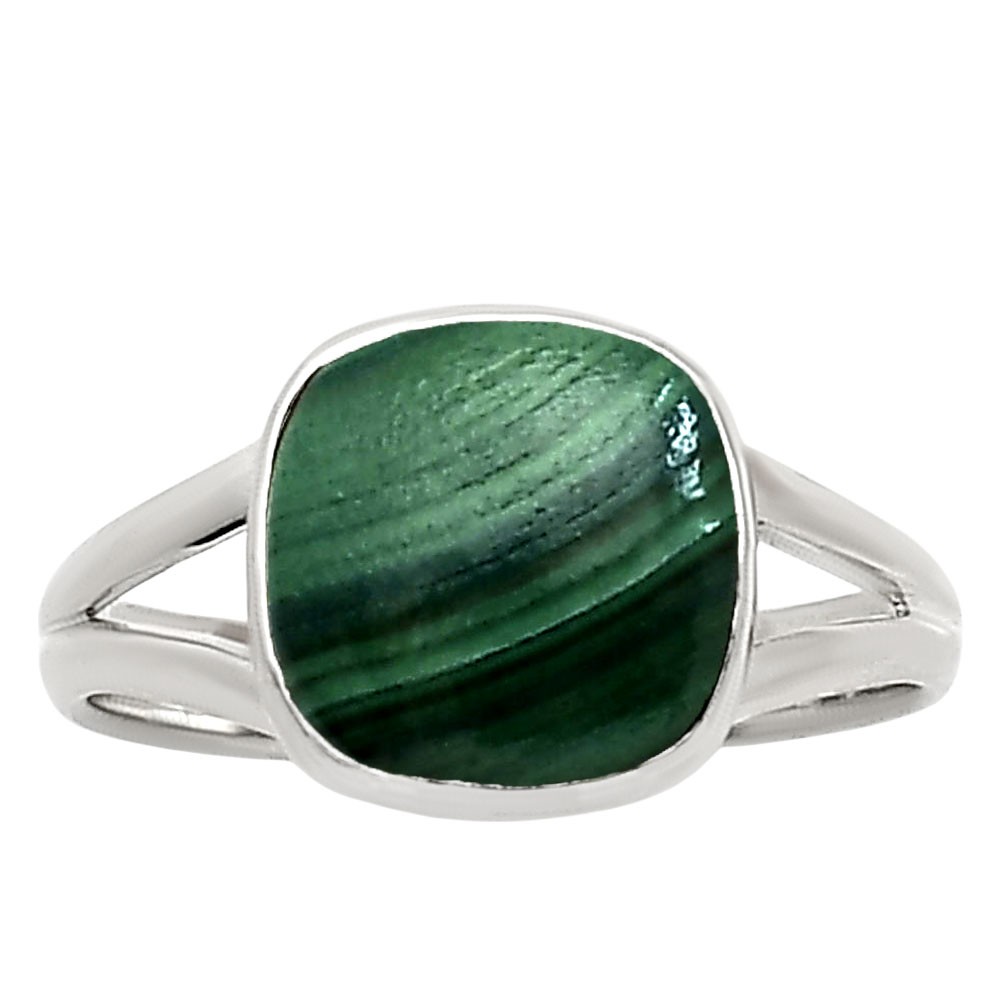 Natural Malachite Eye – Congo 925 Sterling Silver Ring s.8 Jewelry R-1002