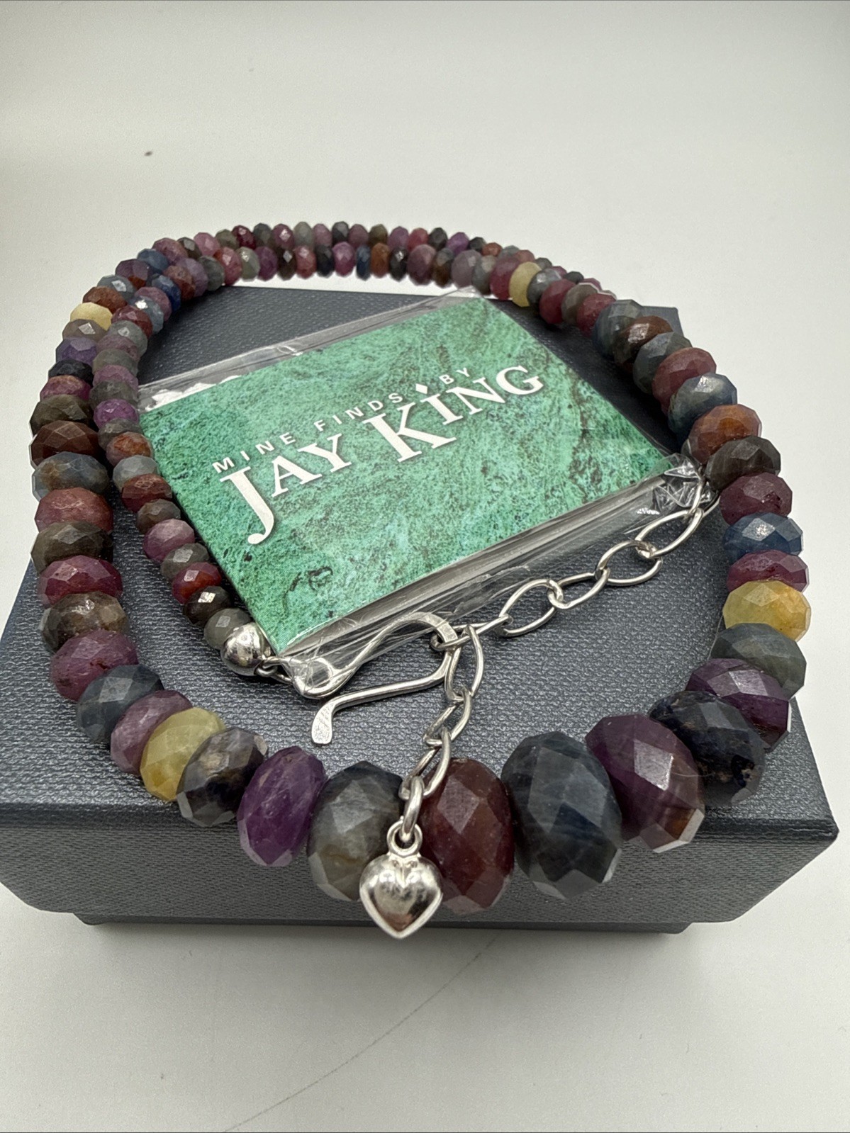 Jay King Natural Multicolored Sapphire Graduated Bead Sterling Silver Necklace