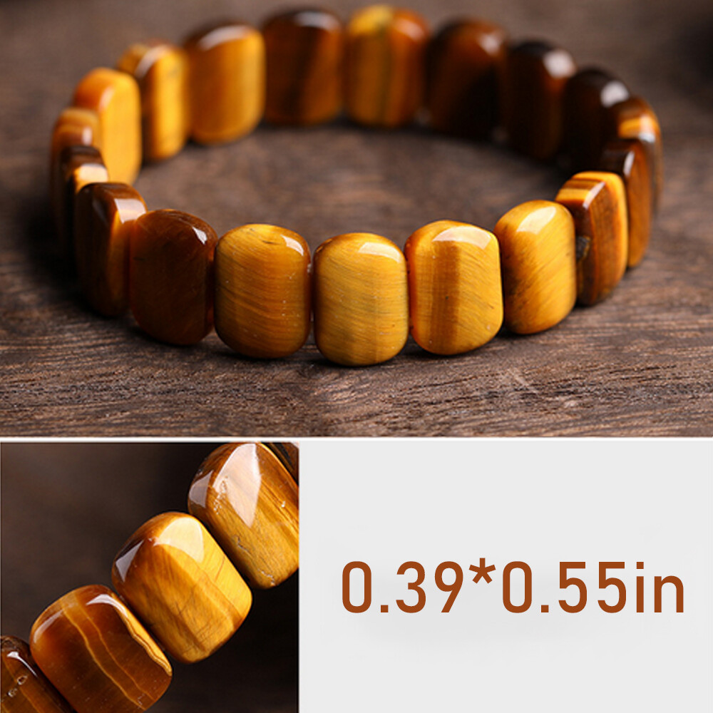 Natural Yellow Tiger’s Eye Gemstone Elastic Bracelet Bangle 7.5″ F Style
