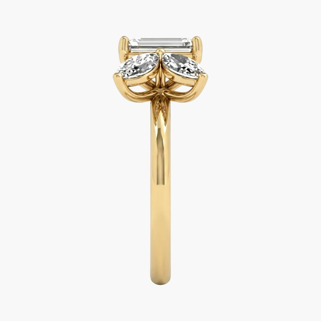 2.7 CT Emereld Cut E VS1 Lab Created Diamond 14kt Yellow Gold Ring