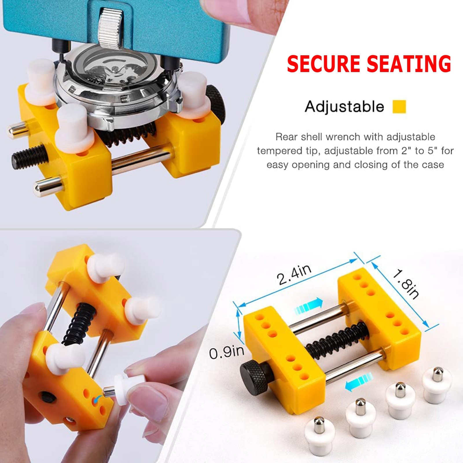 Adjustable Rectangle Watch Back Case Cover Opener Remover Wrench Repair Kit Tool